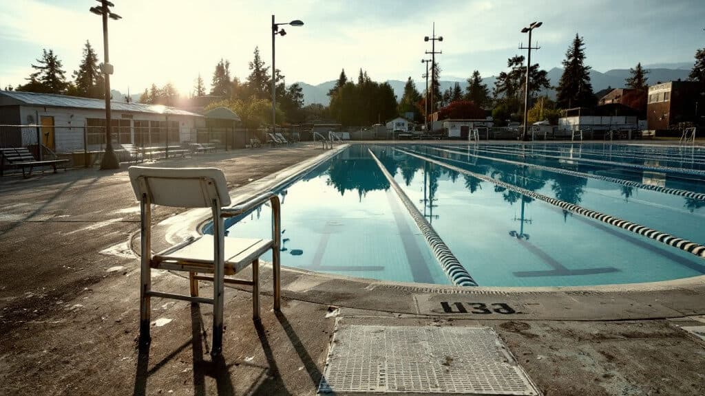 An aging outdoor municipal swimming pool similar to Kennewick's Kenneth Serier Memorial Pool, which city officials are considering replacing